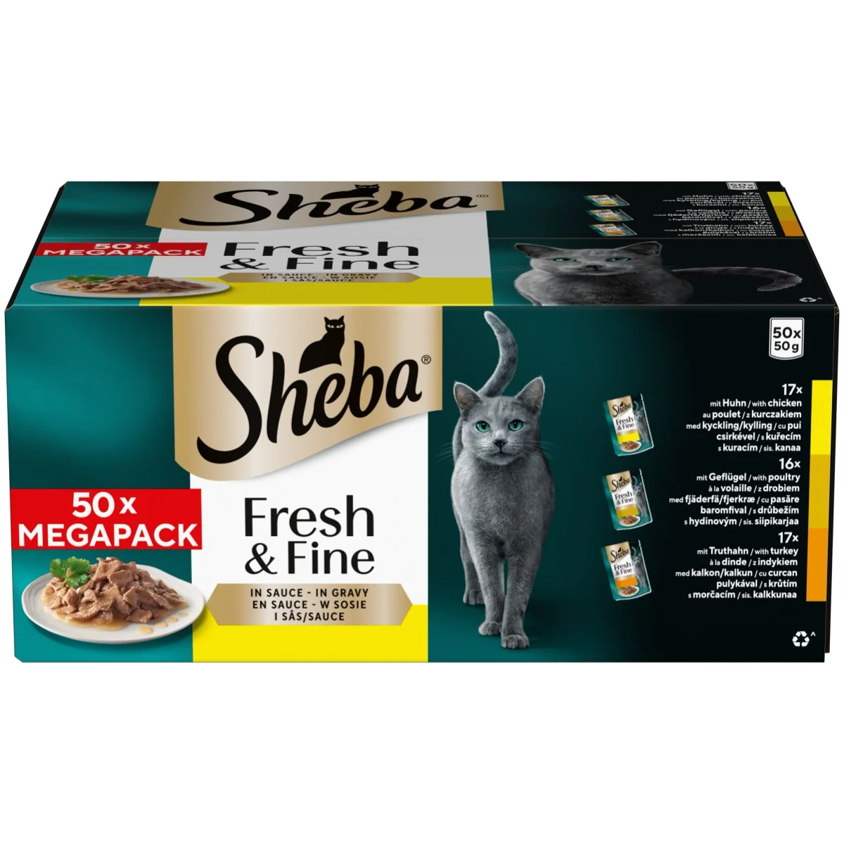 SHEBA Kapsička pre mačky Fresh&Fine Hydina 1×50ks, kapsička hydina, 50g