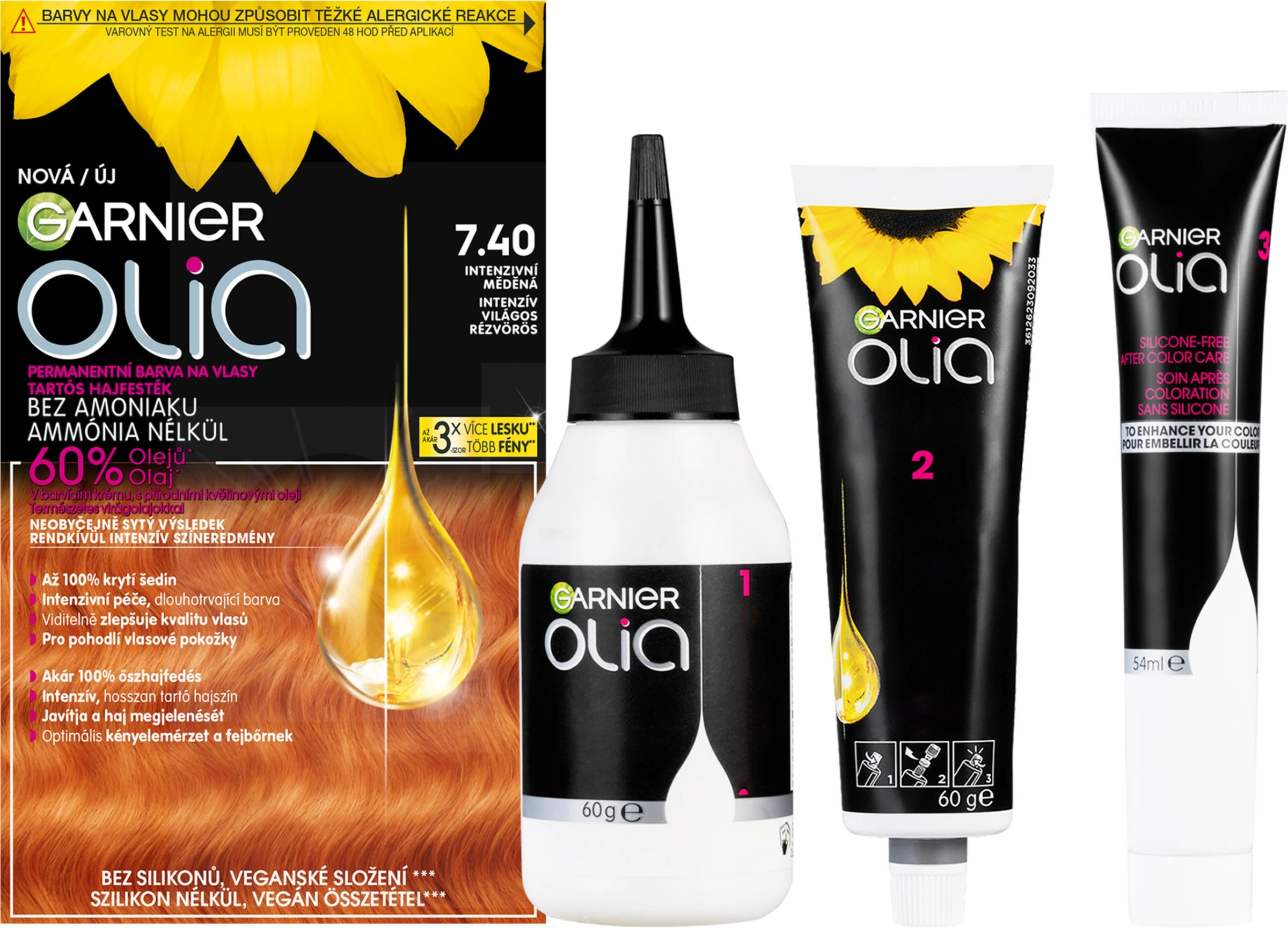 Garnier Olia permanentná farba na vlasy 7.40 Intenzívna medená 1×1 set, permanentná farba na vlasy