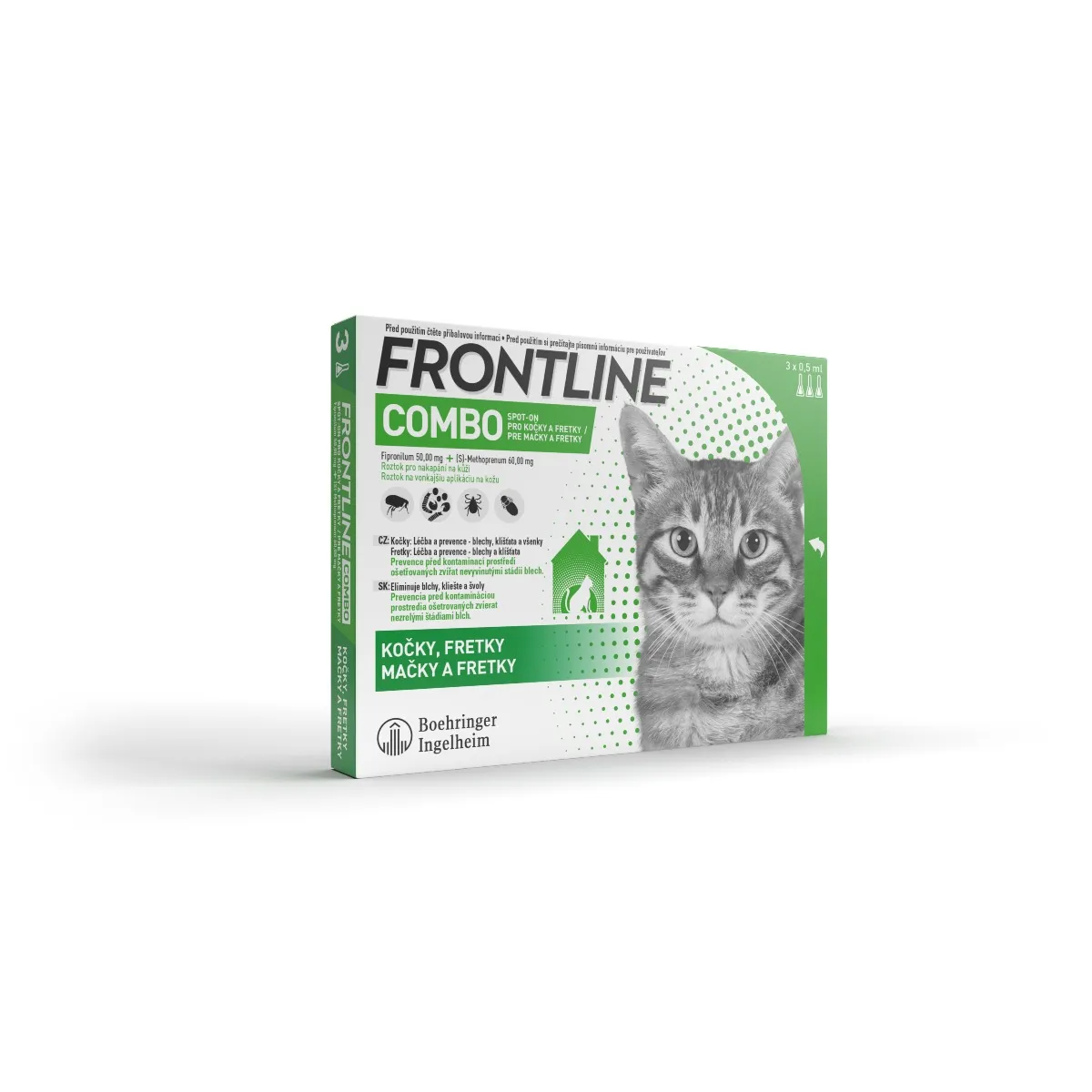 FRONTLINE COMBO spot-on pro CAT 3 x 0,5 ml 3x0,5 ml, roztok pre mačky