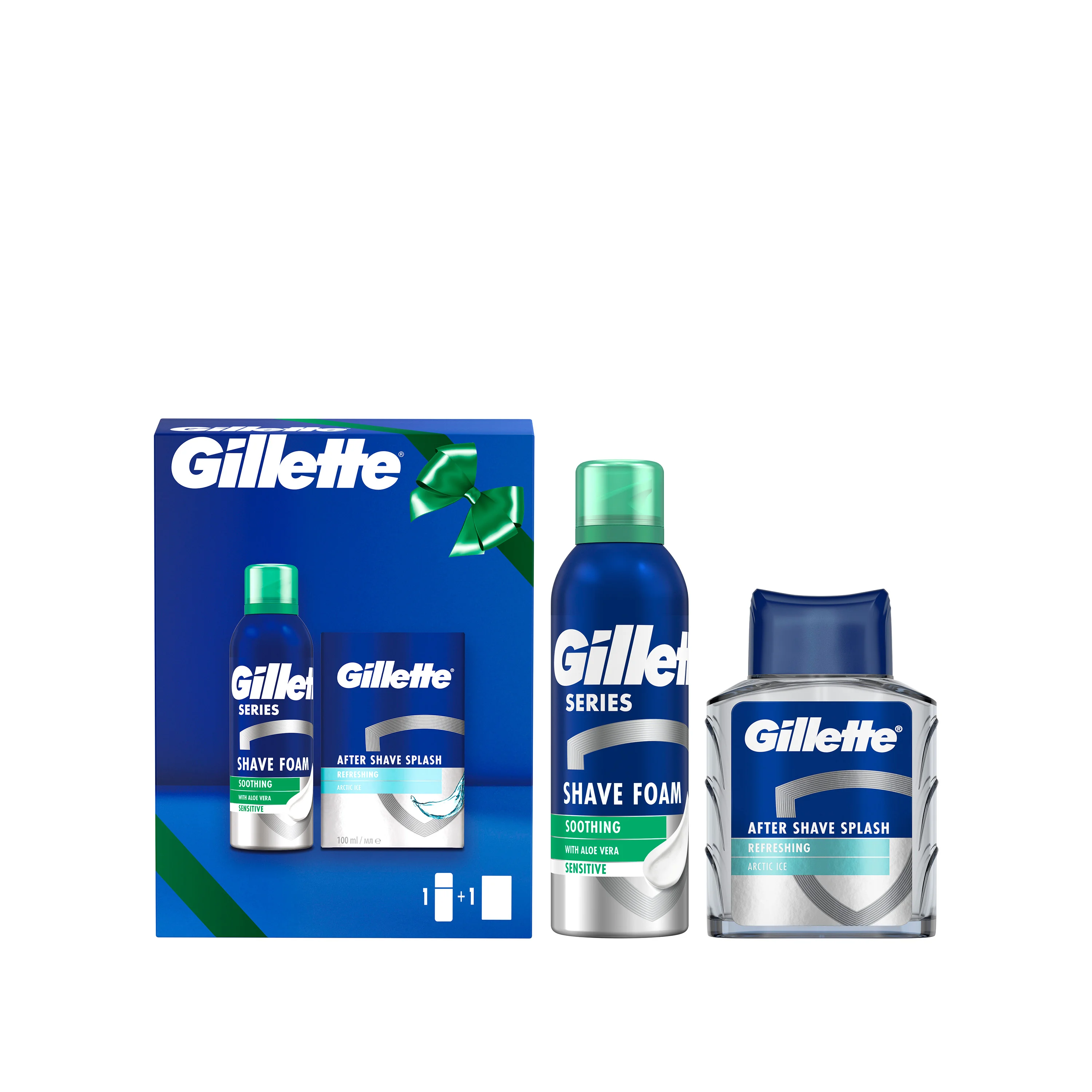 Gillette darčeková sada Series Sensitive Aloe Vera: pena na holenie, voda po holení Refreshing 1 set
