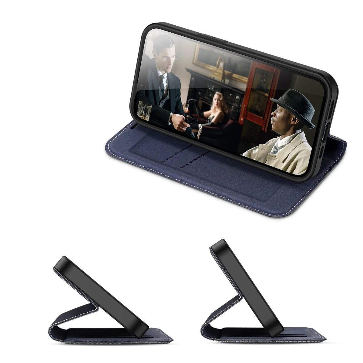 Dux Ducis Skin X2 knižkové kožené puzdro na iPhone 14, modré