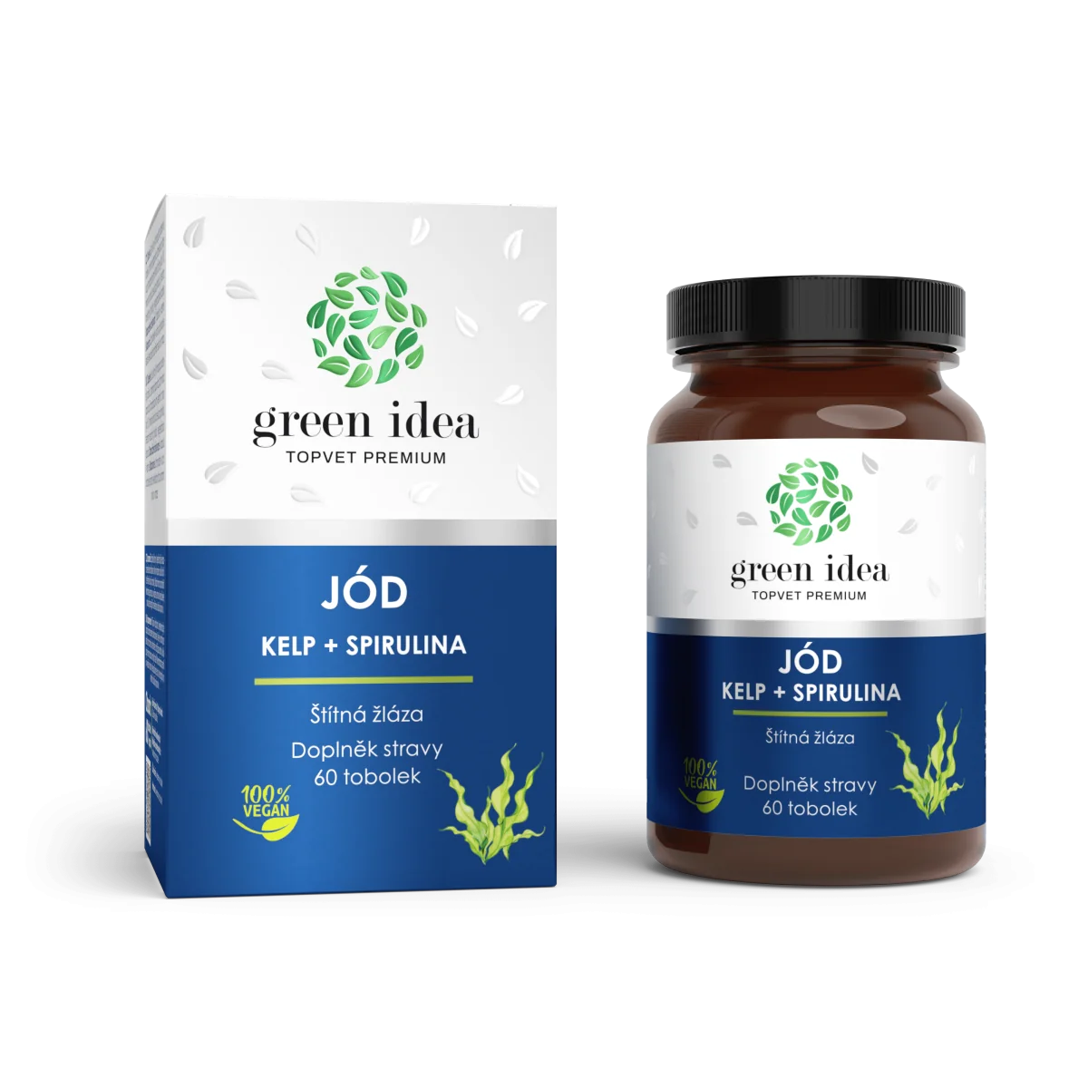 Jód – kelp + spirulina – kapsuly 60 ks – Green idea