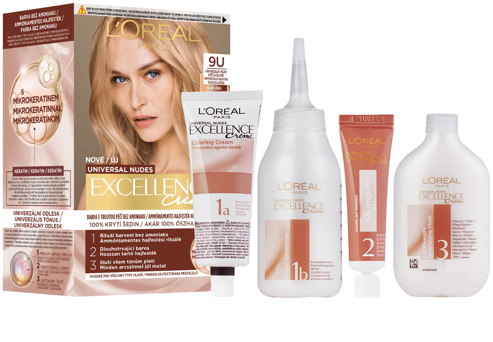 L'Oréal Paris Excellence Universal Nudes Excellence 9U 1×1 ks, permanentná farba na vlasy