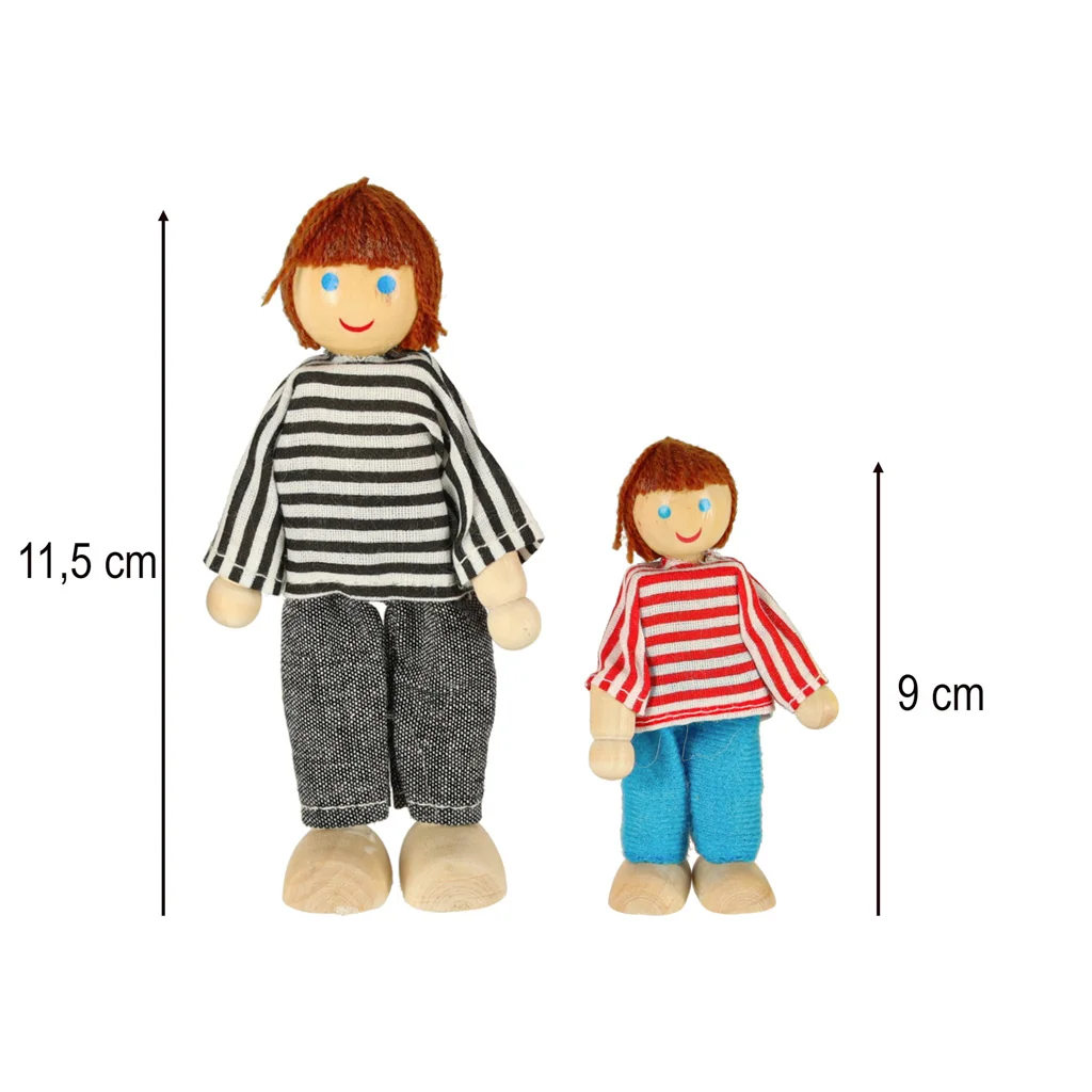 Drevený set bábik – rodina 6 dielikov, 9 – 11,5 cm