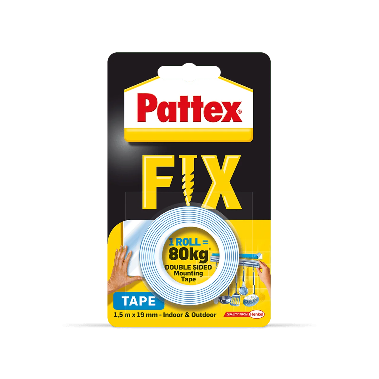 1684211 Pattex Oboustranná lepicí páska - 80 kg, 1,5 m