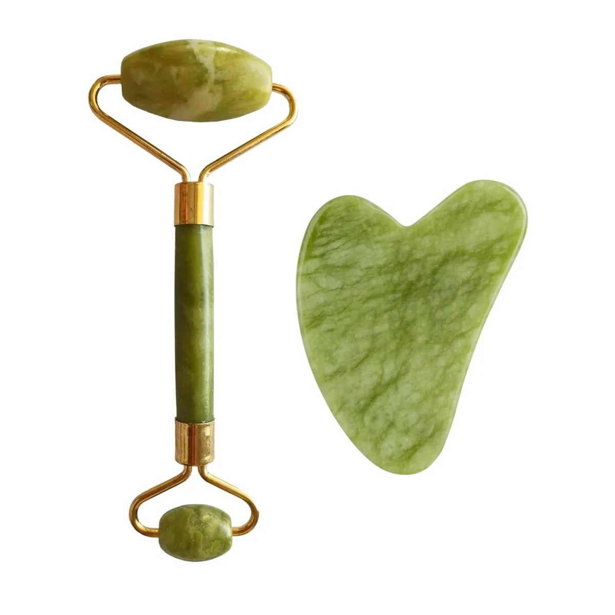 Palsar7 Masážny valček a doštička Guasha (zelený xiuyan jadeit) 1×1 ks, masážny valček