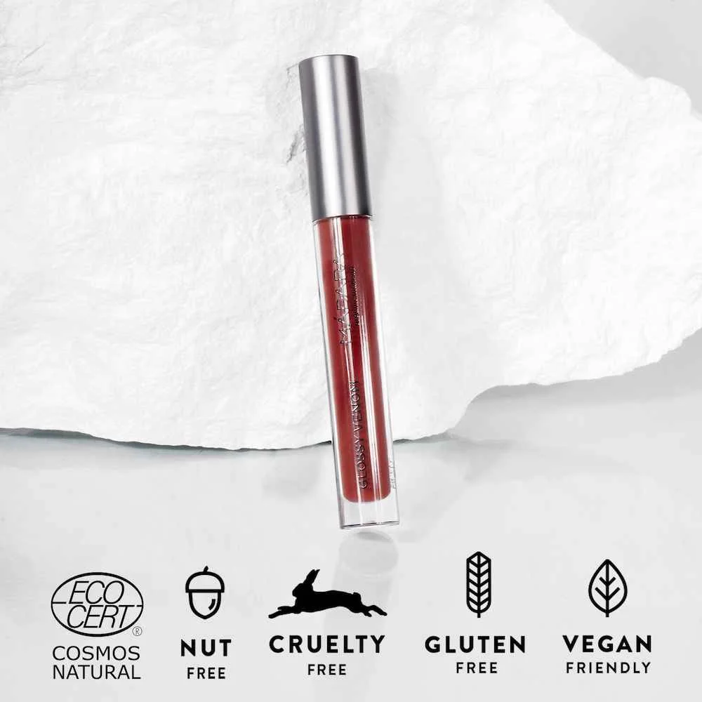 MÁDARA GLOSSY VENOM Hydratačný lesk na pery Vegan Red 1×4 ml, hydratačný lesk na pery