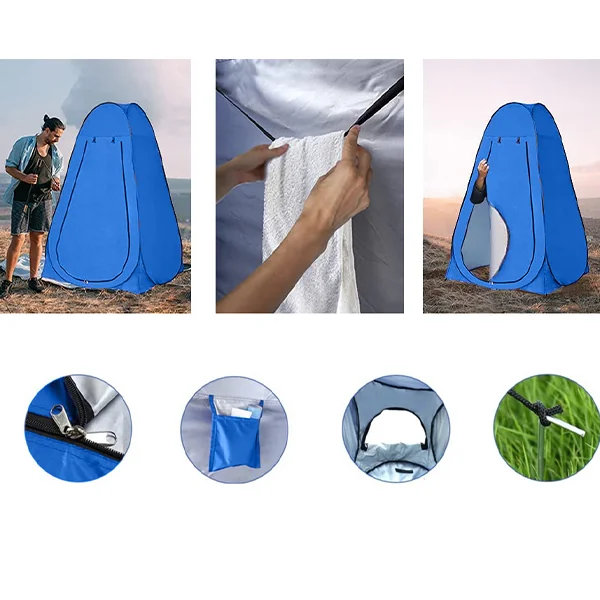 Plážový stan na prezliekanie a sprchovanie Tent Blue, 120cm x 120cm x 190cm, modrý 