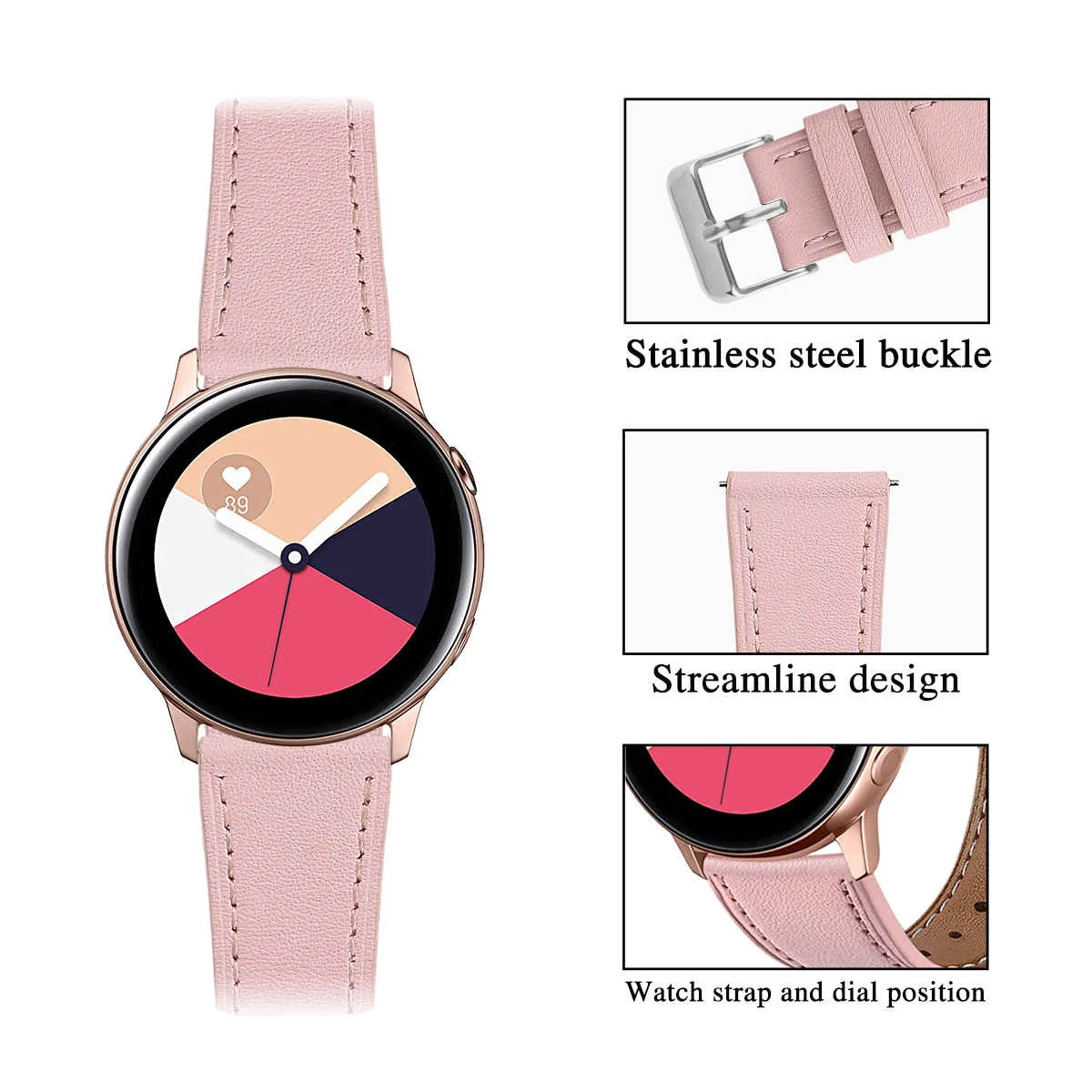 BStrap Leather Italy remienok na Huawei Watch GT3 42mm pink