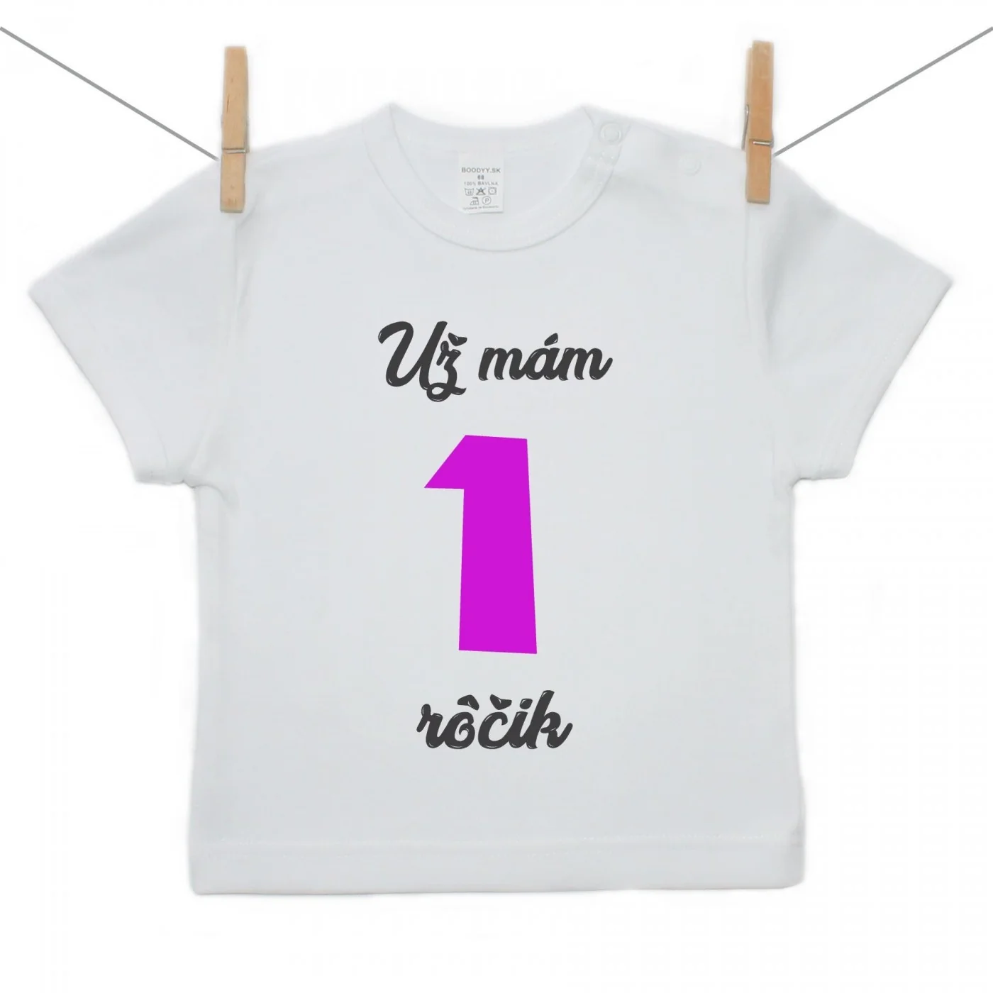 Boodyy Tričko s krátkym rukávom Už mám 1 rôčik Dievča Veľkosť: 122