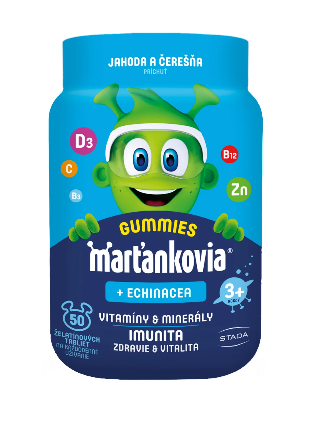 WALMARK Marťankovia Gummy Vitamíny s Echinaceou 1×50 ks, príchuť jahoda a čerešňa