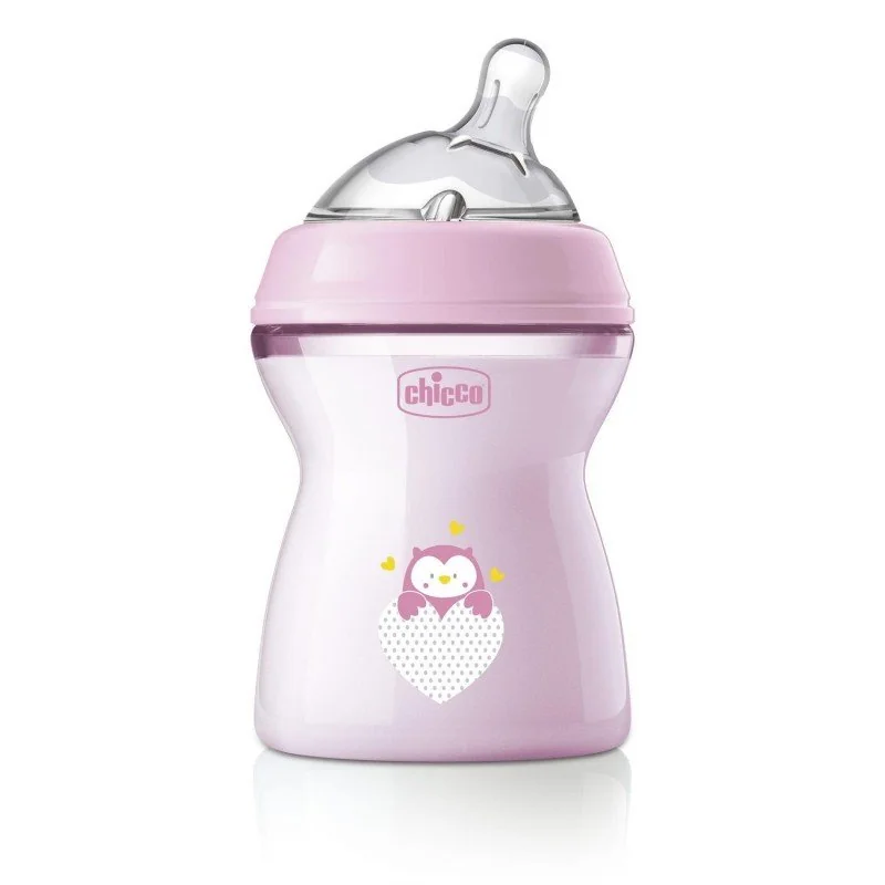 Chicco NaturalFeeling fľaša 250 ml, silikón, stredný prietok 2+, ružová