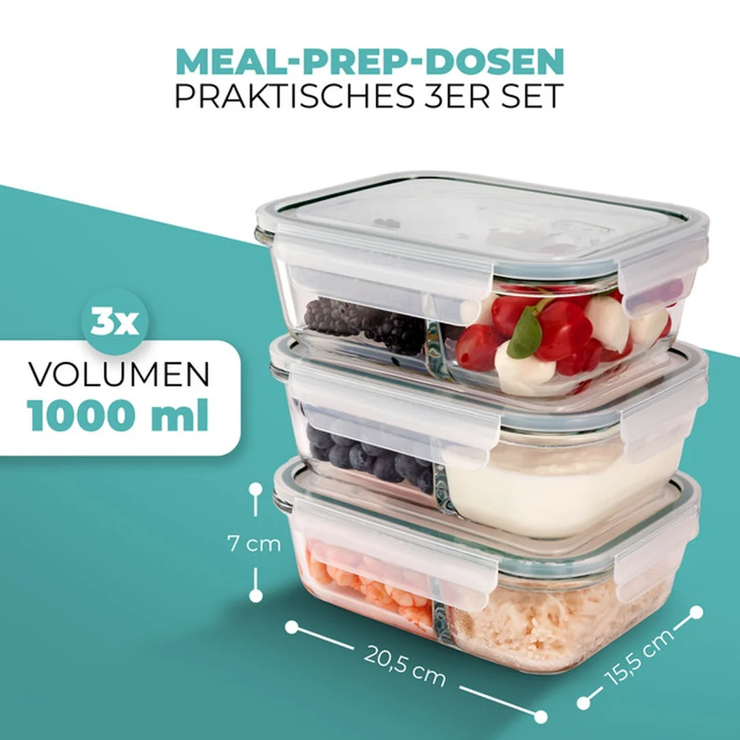 Classbach FHDM 4021 G sada 3 sklenených dóz na potraviny 1000 ml s vekom