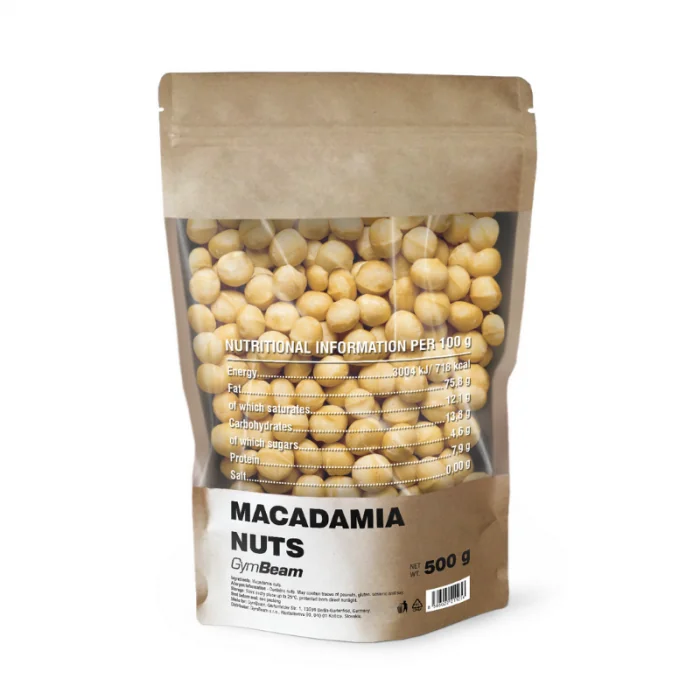 Gymbeam makadamove orechy 500 g 1×500 g, makadamové orechy