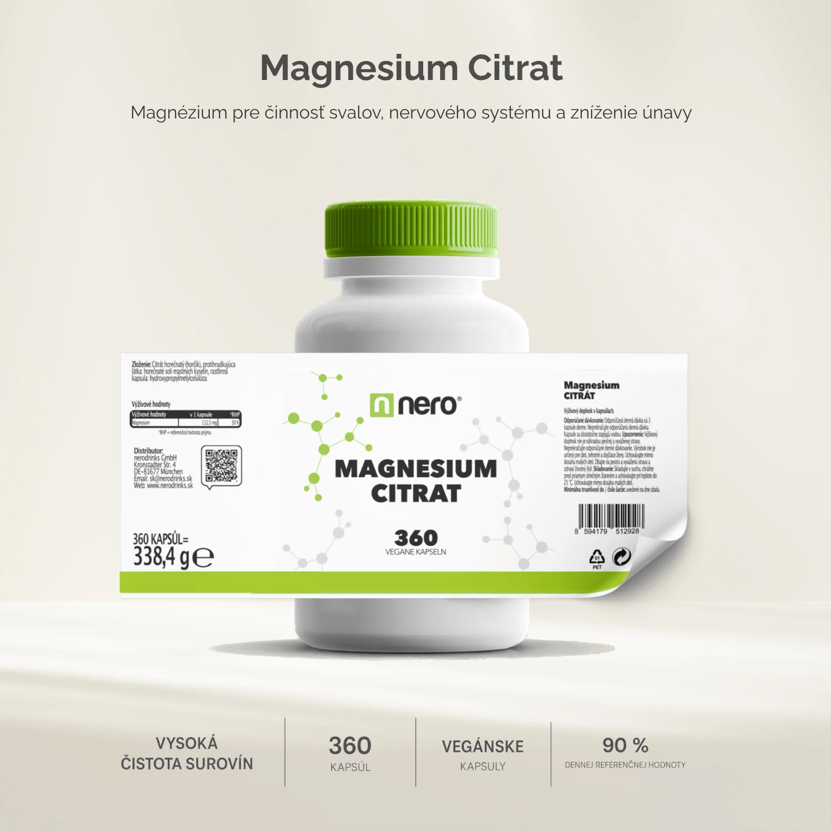 NERO Magnesium Citrat 360 kapsúl