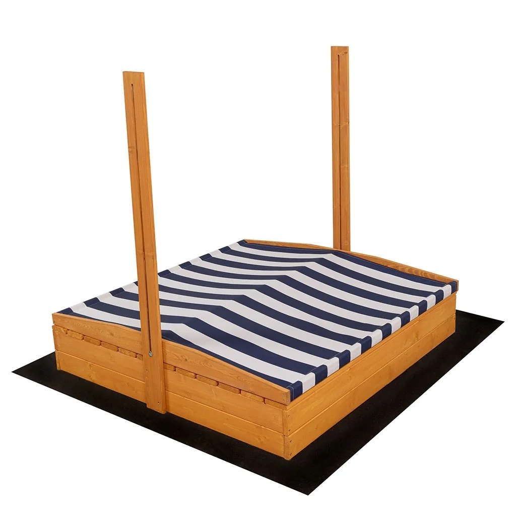 Detské drevené uzatvárateľné pieskovisko s lavičkami a strieškou Baby Mix 120x120 cm 