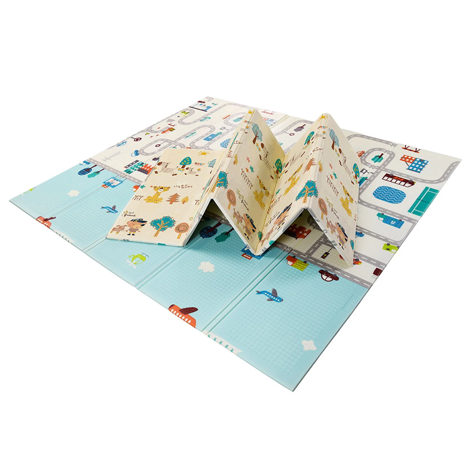 Asalvo Skladacia hracia podložka Play Mat XL 120 x 180 cm City/Forest