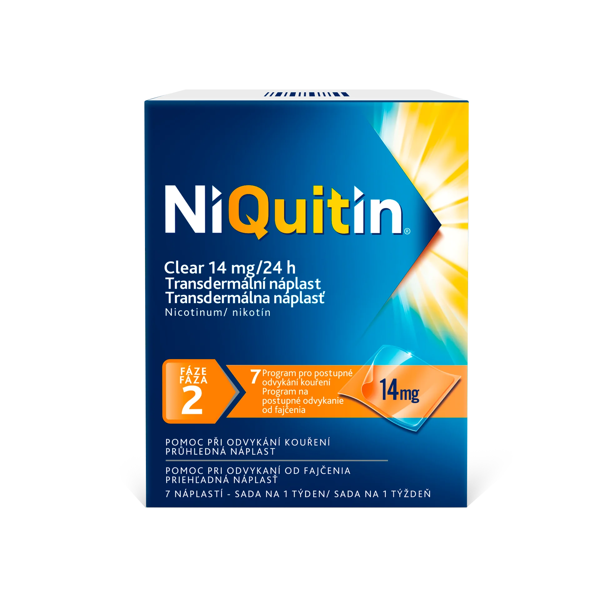 NIQUITIN Clear patch 14 mg 1×7 ks, podpora odvykania závislosti od fajčenia