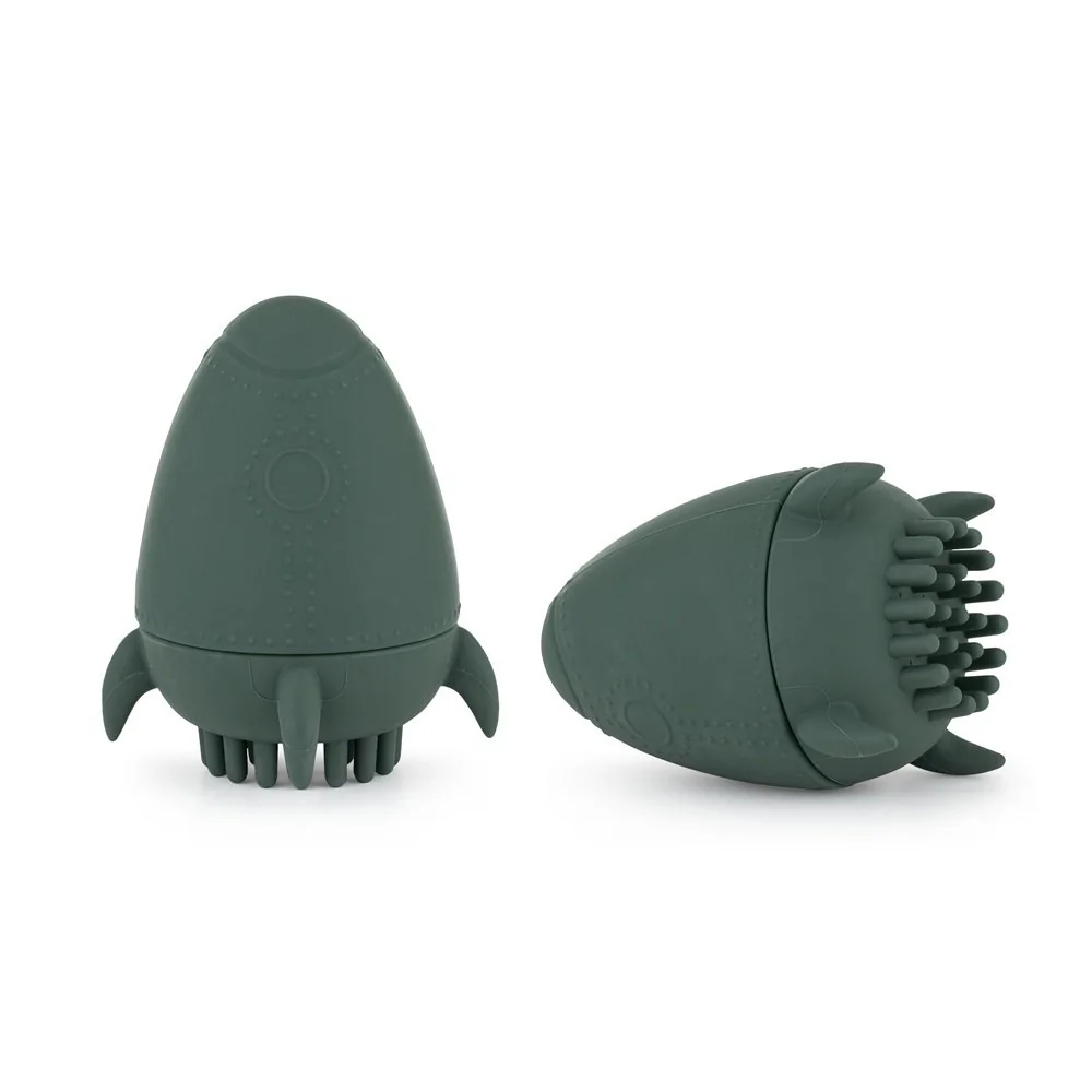 Hračka silikónová do vody s kefkou Splashy Rocket Misty Green 6m+