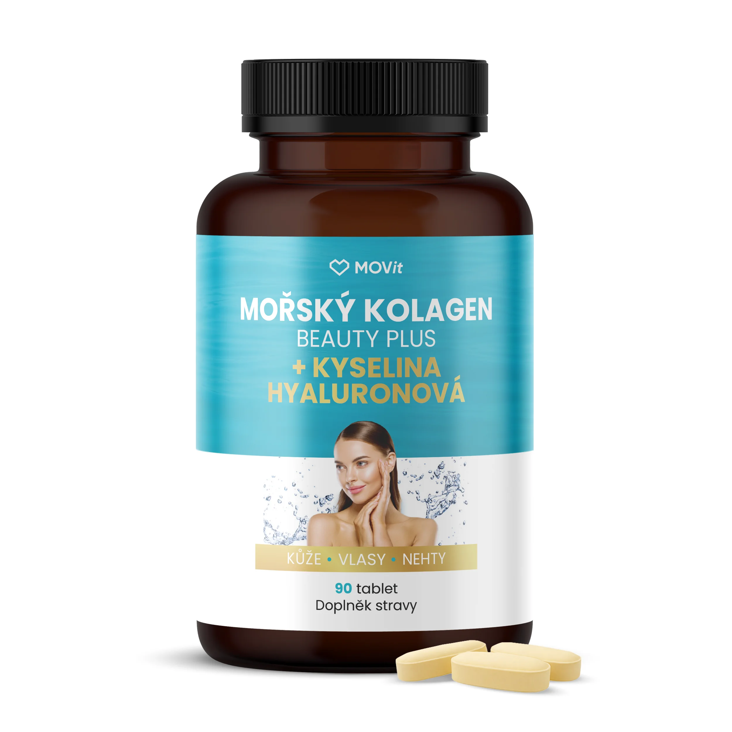 MOVit Morský Kolagén Beauty Plus + Kys. hyal. 90 tbl