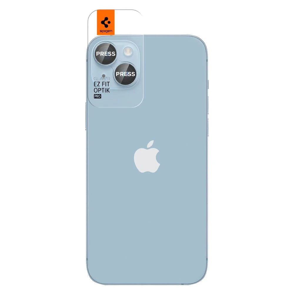 Spigen Ez Fit Optik 2x ochranné sklo na kameru na iPhone 14 / 14 Plus / 15 / 15 Plus, modré / 15 / 15 Plus, modré