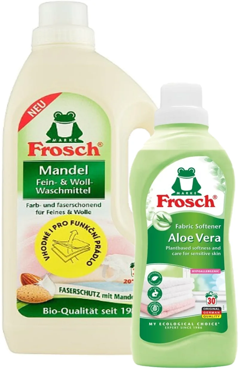 FROSCH Prací gél Mandľa 1500 ml + Aviváž Aloe Vera 750 ml