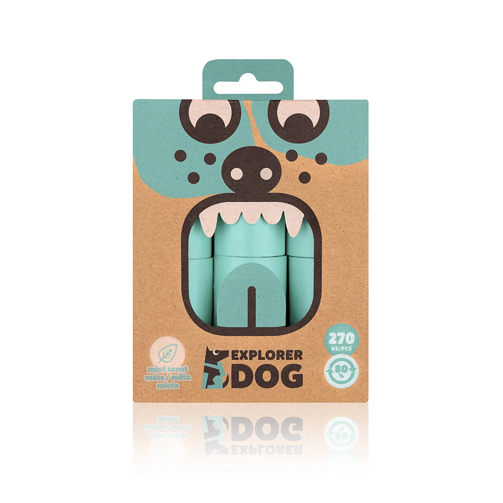 E×PLORER DOG Vrecká recyklované na psie e×krementy s vôňou mäty 1×270 ks, recyklované vrecká