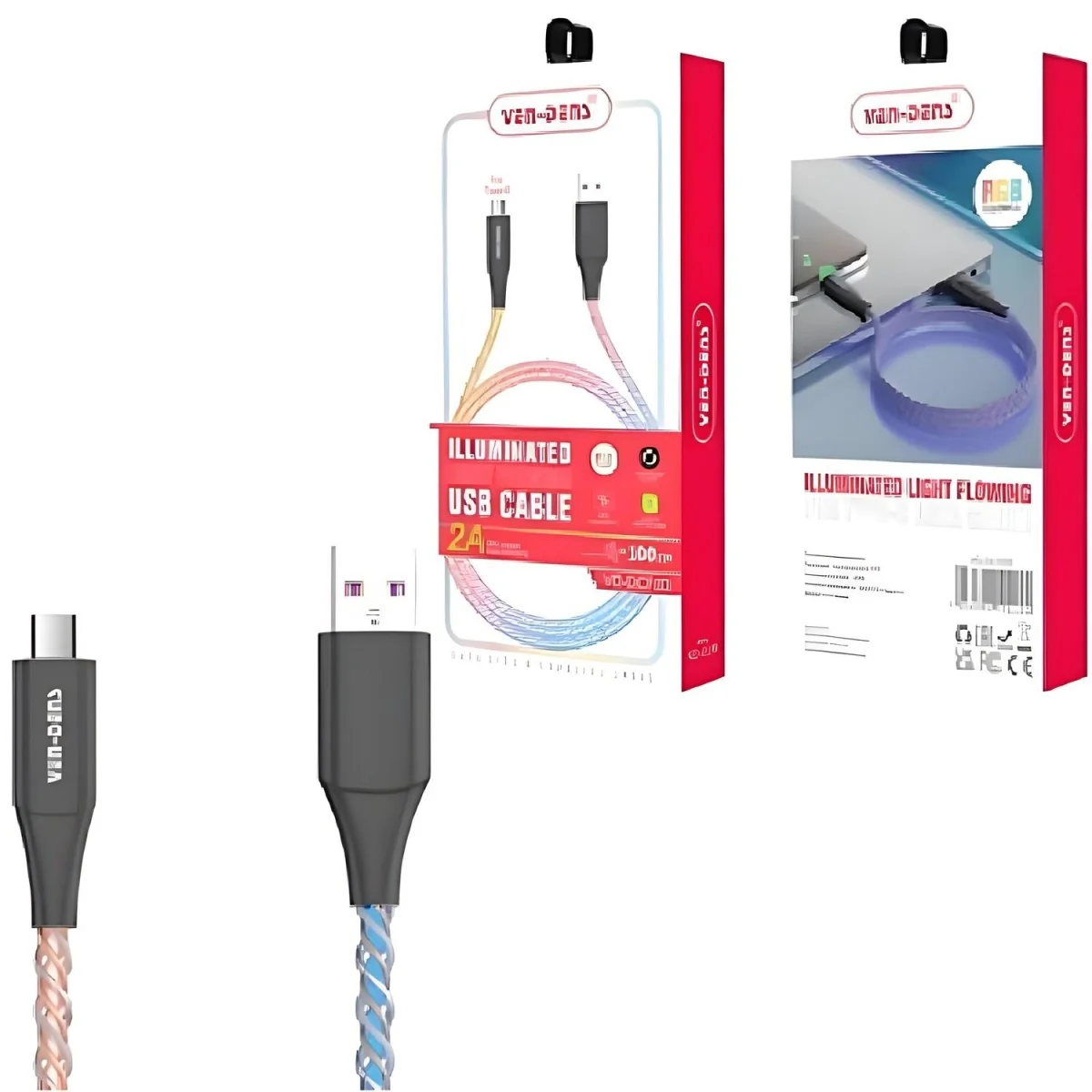 Osvetlený kábel USB na Type-C