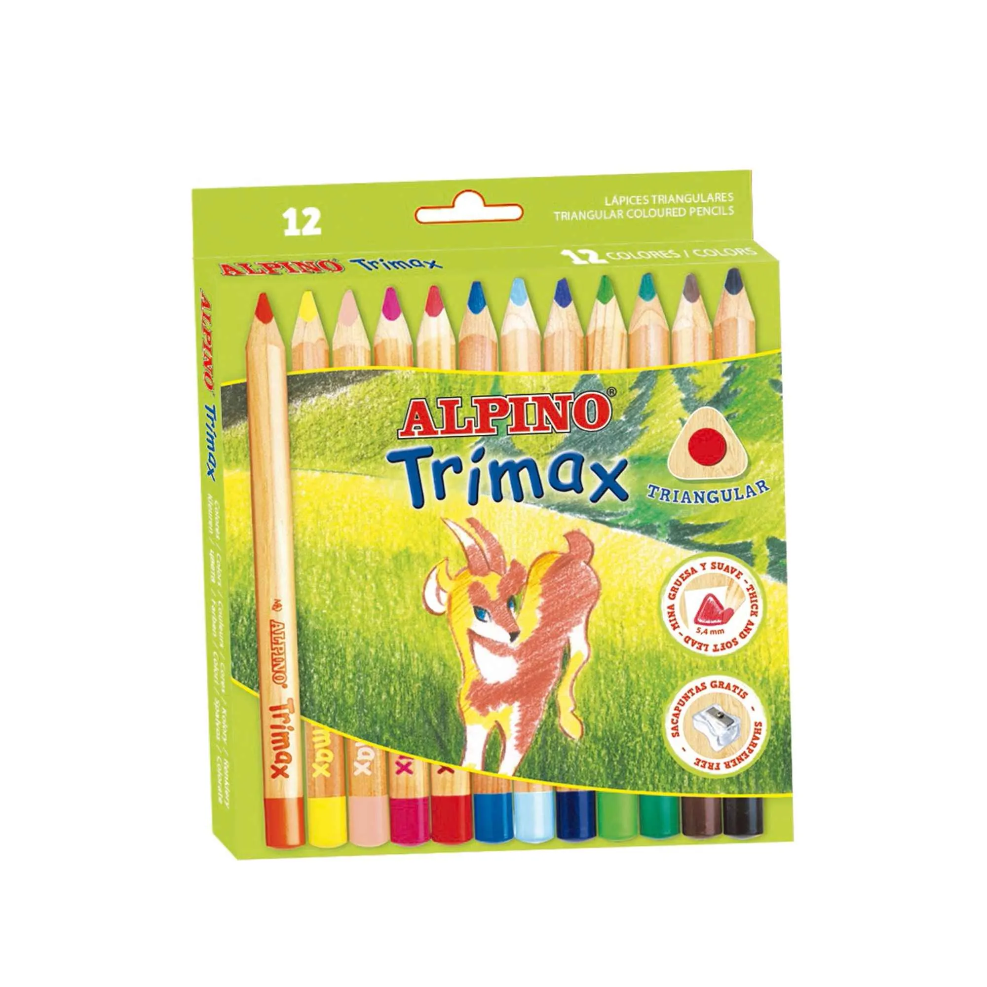 ALPINO Box 12 pasteliek Trimax Jumbo 1×1 set, farebné pastelky