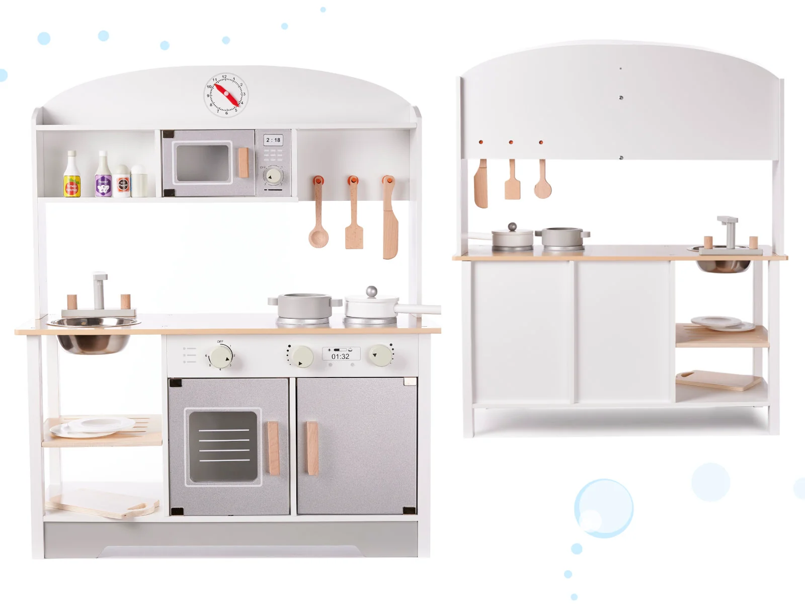 Detská drevená kuchynka z MDF s príslušenstvom – 82 cm
