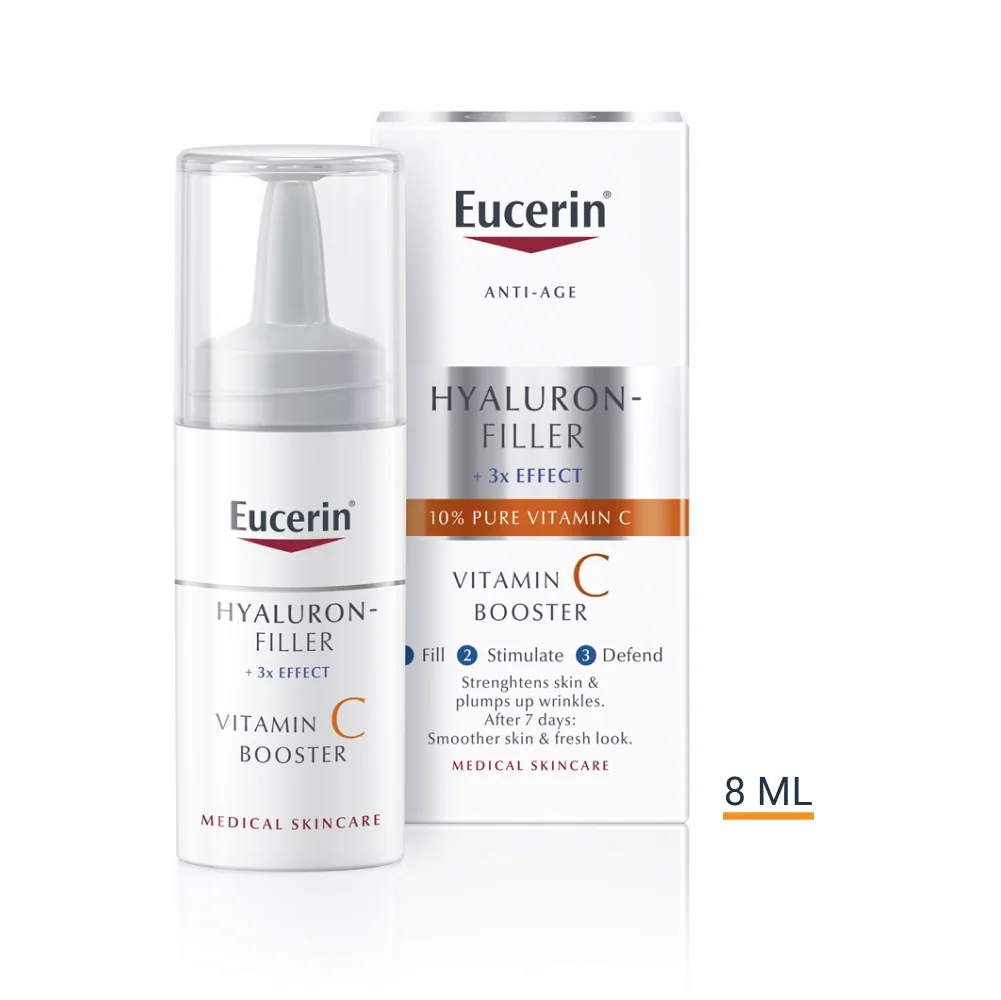 Eucerin HYALURON-FILLER 3x EFFECT Vitamin C booster 1×7,5 ml, po 7 dňoch viditeľný výsledok