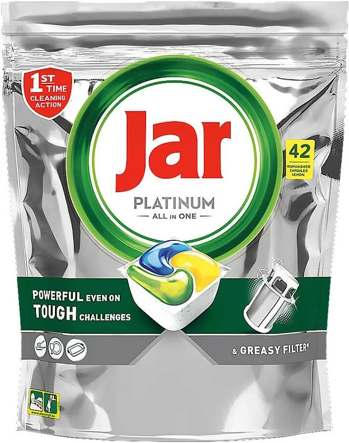 Jar Platinum Plus All In One Kapsuly Do Umývačky Riadu, Citrón, 42 Kapsúl 1×42ks, Kapsuly Do Umývačky Riadu