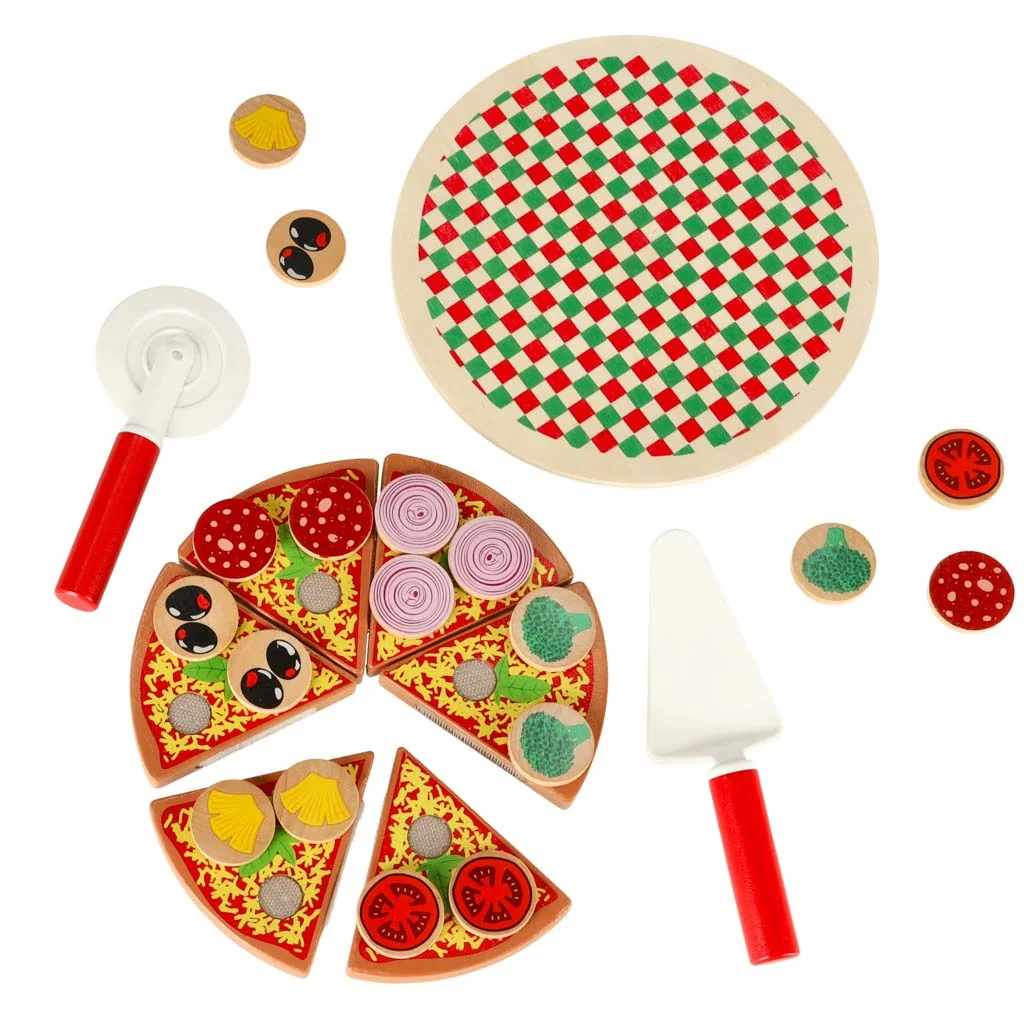 Drevený pizza set na krájanie – 27 dielov