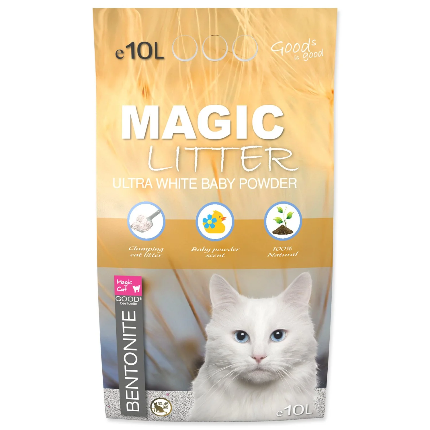Podstielka Litter Bentonite Ultra White Baby Powder 10L/9kg 10L/9kg