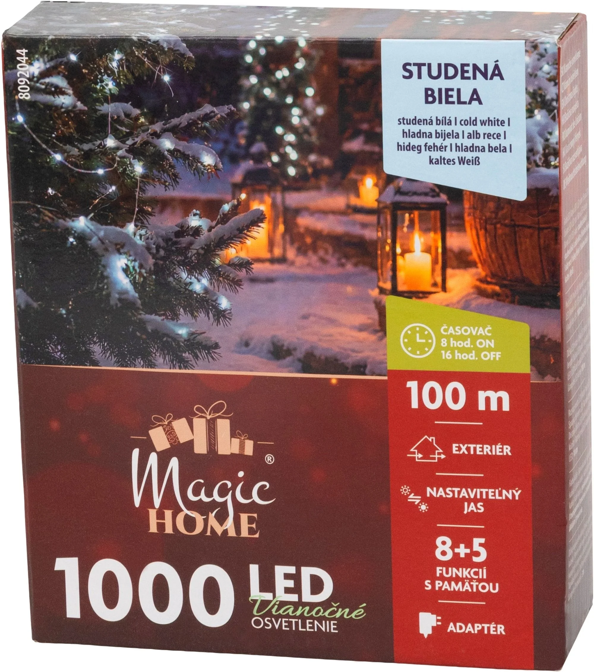 MagicHome vianočná LED reťaz, 1 ks 1000 LED, studená biela, 8 funkcií, 100 m, IP44