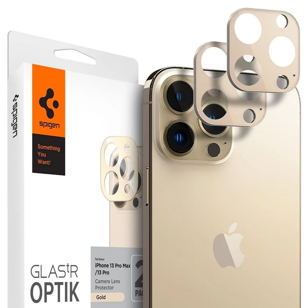 Spigen Optik.Tr 2x ochranné sklo na kameru na iPhone 13 Pro / 13 Pro Max, zlaté ax, zlaté