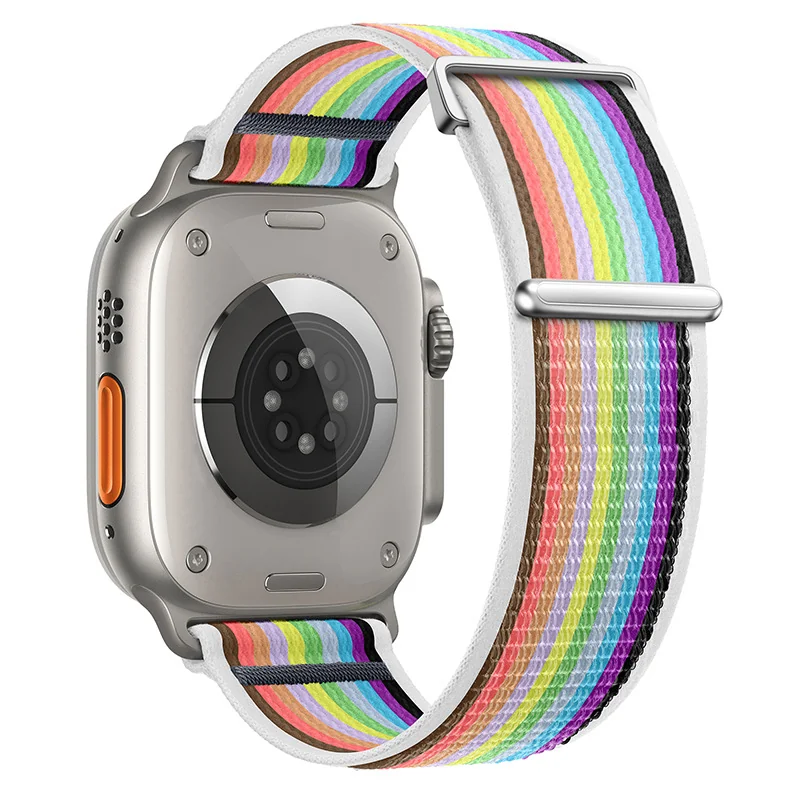 BStrap Velcro Nylon remienok na Apple Watch 38/40/41mm white rainbow