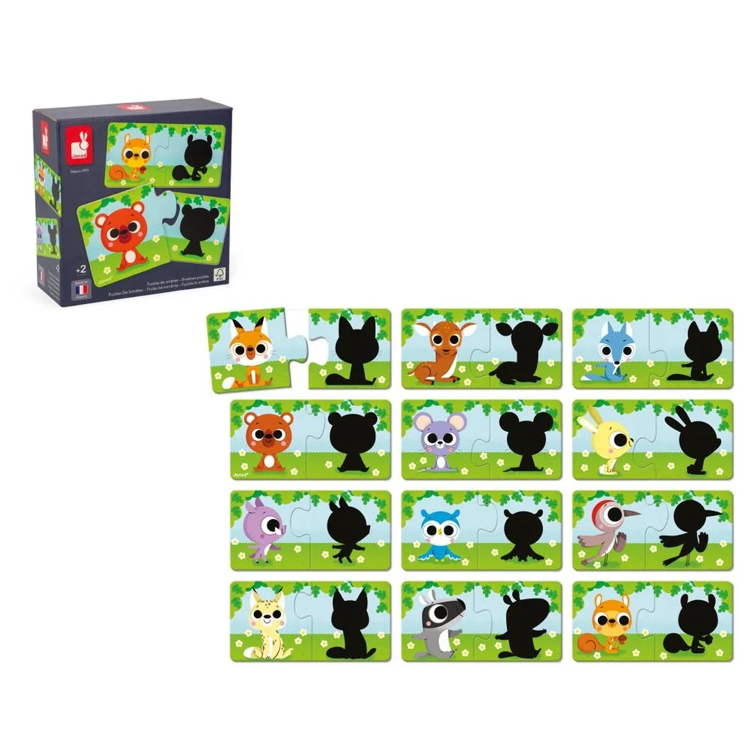 Janod Duonimo Puzzle Nájdi tiene zvieratká 24 ks