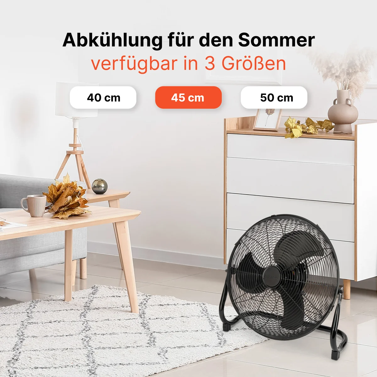 ProfiCare VL 3066 BK podlahový ventilátor 45 cm kovový čierny