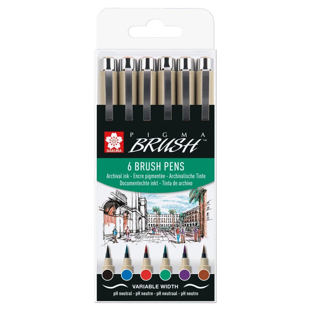Sakura Pigma Brush Wallet 6 colours-Sakura