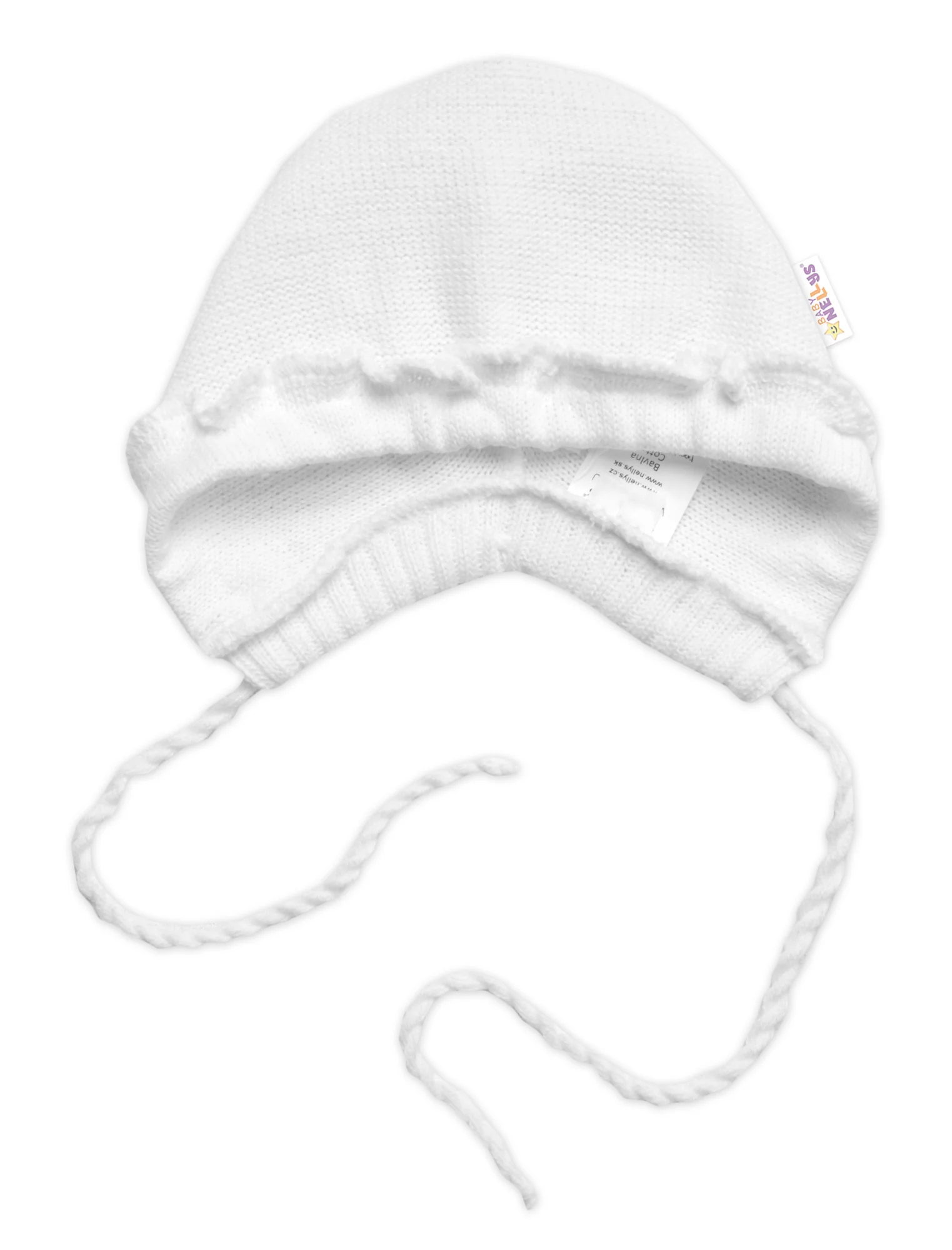 Pletená čiapočka na zaväzovanie bonetka Girl, Hand Made Baby Nellys, biela