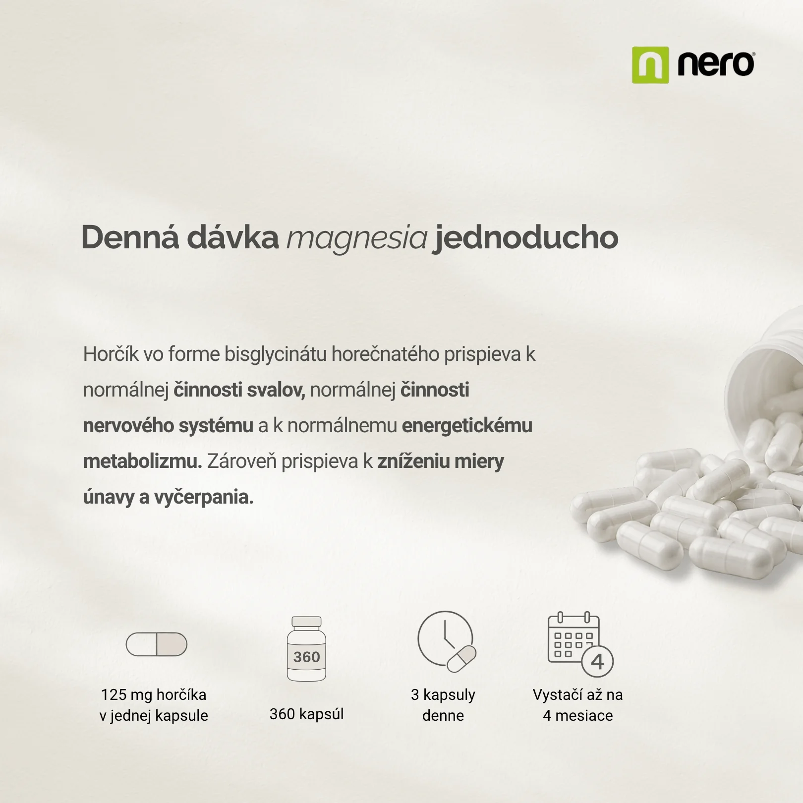 NERO Magnesium BISGLYCINATE 360 kapsúl