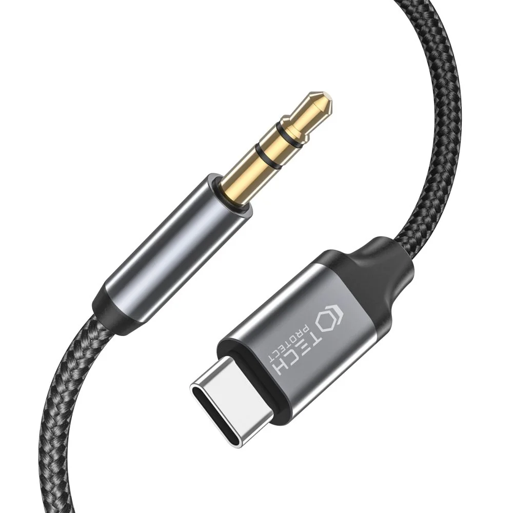 Tech-Protect Ultraboost kábel USB-C / 3.5mm jack 1m, čierny