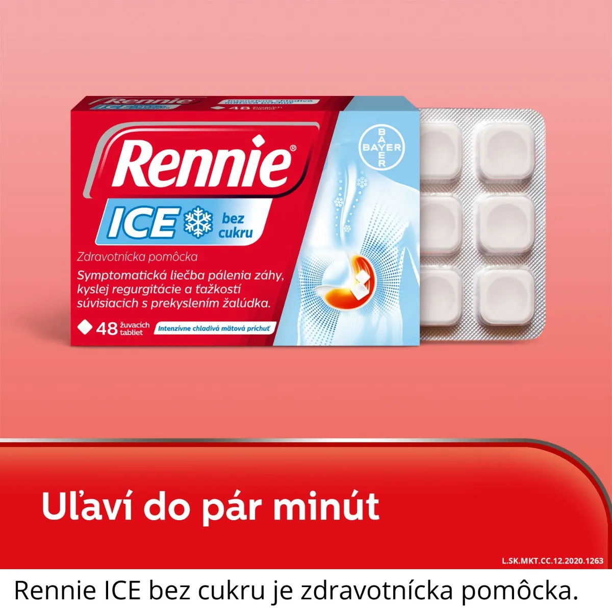 Rennie ICE bez cukru, žuvacie tablety 1×24 tbl, žuvacie tablety