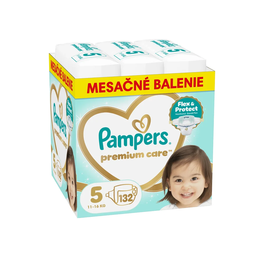 Pampers Premium Care detské plienky veľkosť 5, 11kg-16kg 132 ks