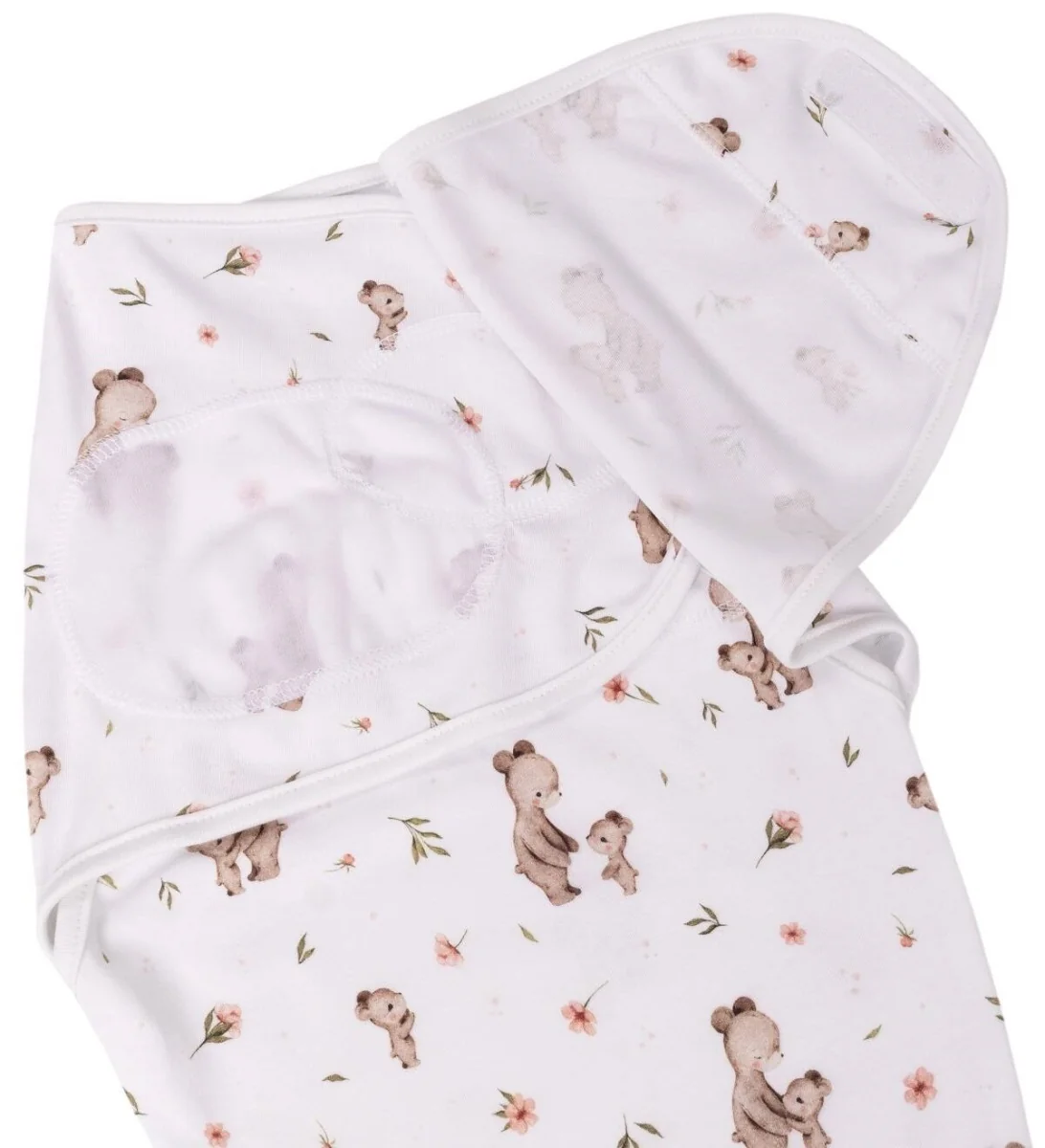 Bavlnený zavinovací vak, zavinovačka Mommy Bear, biela/hnedá