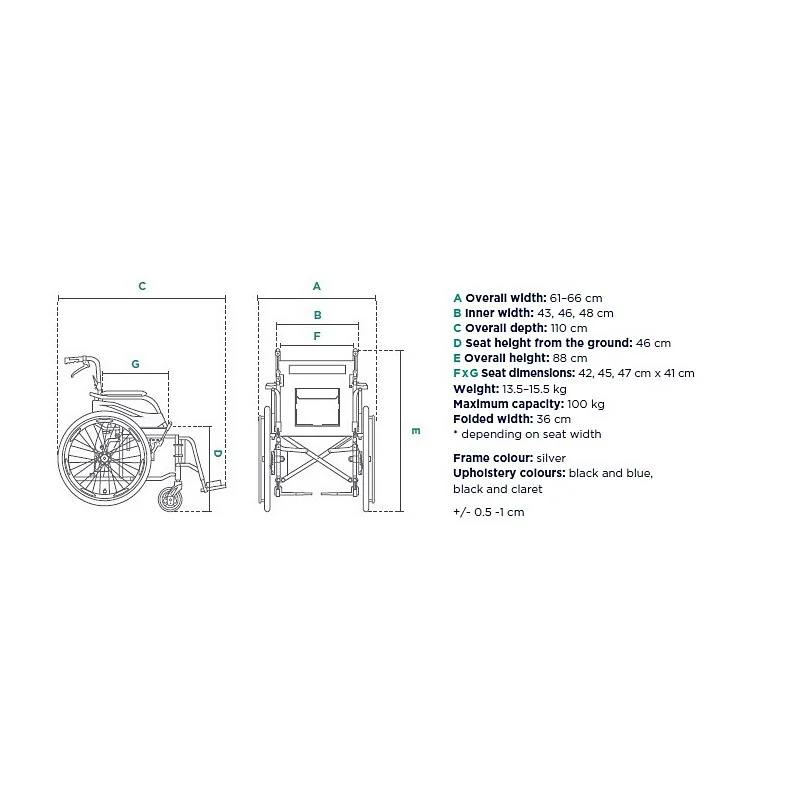 Odľahčený hliníkový invalidný vozík TGR-R WA C2600, modrá