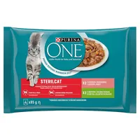 PURINA ONE Sterilcat mini filetky s morkou a zelenými fazuľkami / s lososom a mrkvou v šťave (4x85g)