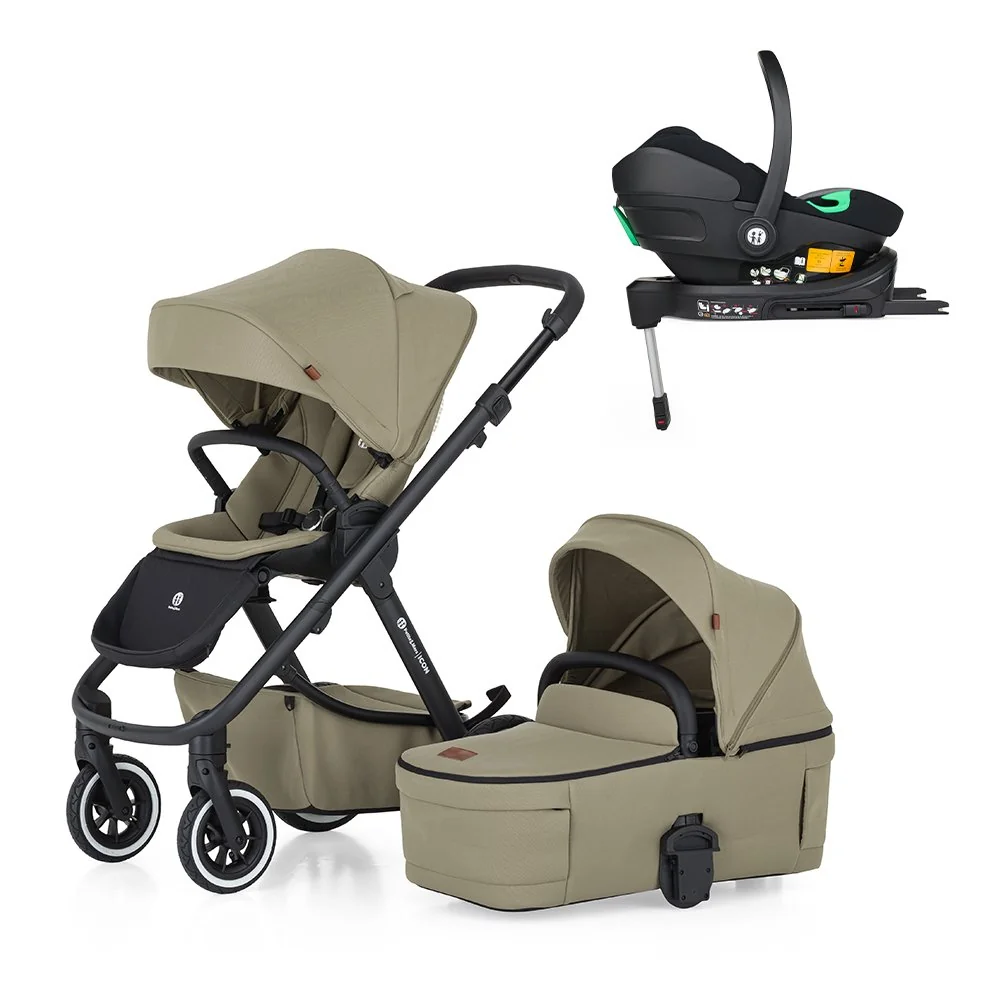 Kočík kombinovaný ICON 2v1 Mossy Green LITE AIR + Core Pro i-Size Black Grey + Báza