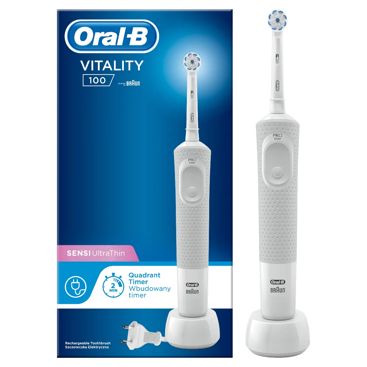 Oral B Elektrická kefka Vitality White Sensi ultrathin 1×1 ks, elektrická zubná kefka